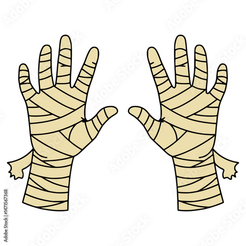 mummy hand monster ghost halloween flat color vector illustration template design