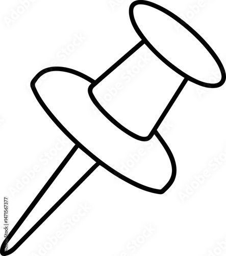 push pin clip outline vector illustration line art