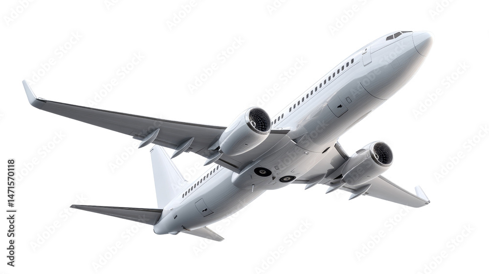 Obraz premium Airplane Taking Off: A commercial airplane soars majestically into the sky, showcasing its powerful engines and sleek design. This dynamic image conveys a sense of travel, adventure, and freedom.