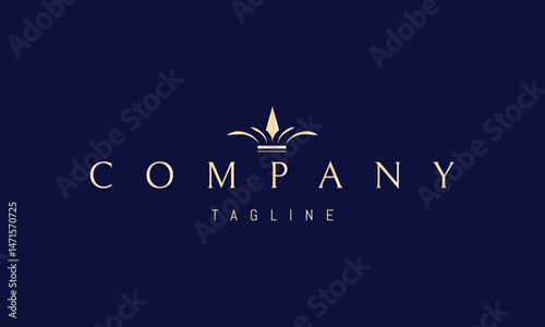Vector golden logo with an abstract image of a crown.