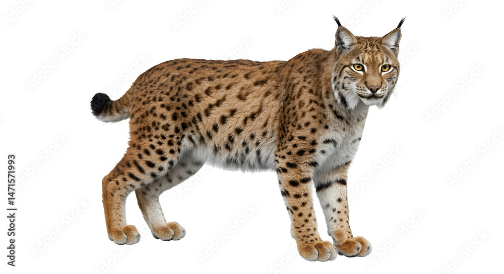 Fototapeta premium Lynx Walking Through Snowy Forest