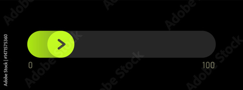 Gradient Progress Slider UI. Minimal Slider with Arrow Button. Modern Percentage Bar Interface
