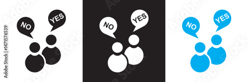 People opinion yes no icon. Vector for websites, mobile interfaces, presentations, banner, visual branding etc. Vector illustration. isolated on white and black background. EPS 10