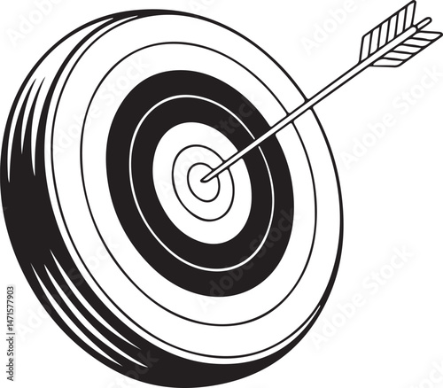 Dart Hitting Center of Target Icon Silhouette