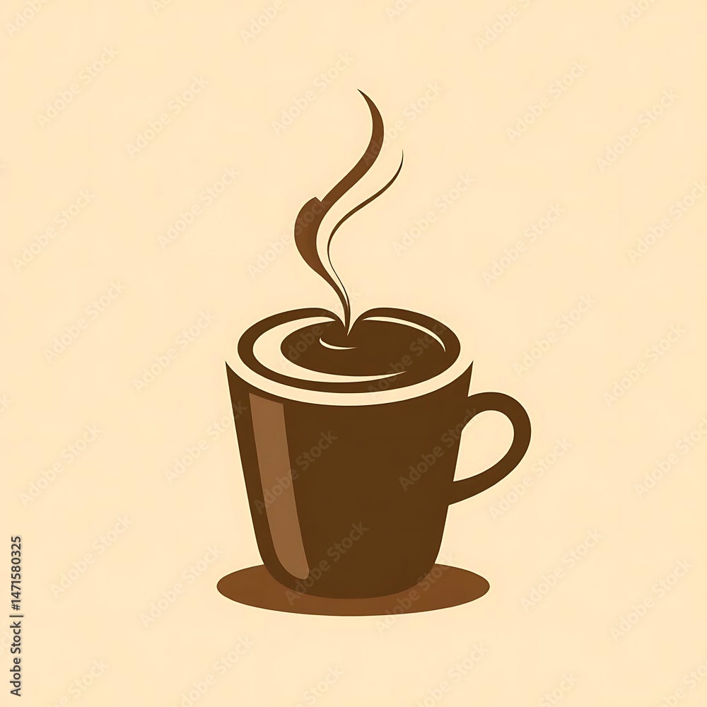 Obraz premium Minimalist Coffee Cup Logo with Heart Steam – Cozy Café Style 