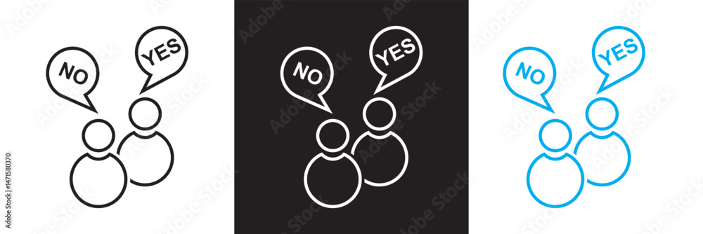 Fototapeta premium People opinion yes no icon. Vector for websites, mobile interfaces, presentations, banner, visual branding etc. Vector illustration. isolated on white and black background. EPS 10
