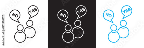 People opinion yes no icon. Vector for websites, mobile interfaces, presentations, banner, visual branding etc. Vector illustration. isolated on white and black background. EPS 10