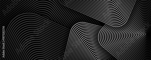 Abstract black background with checkered line pattern. Black metal line texture. Modern glossy black and grey gradient line creative design. Suitable for wallpaper, backdrop, banner, poster.