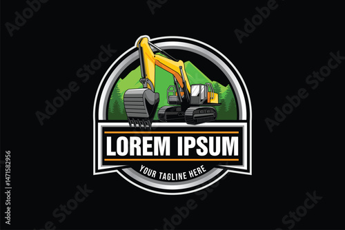 Excavator vector image logo design template