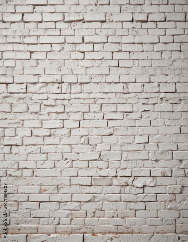 Fototapeta premium Weathered white brick, uneven surface, grunge effect, rough surface, aged brick