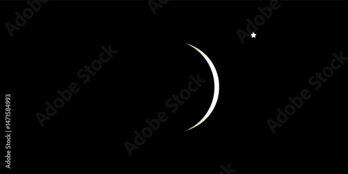 total lunar eclipse with one star. vector