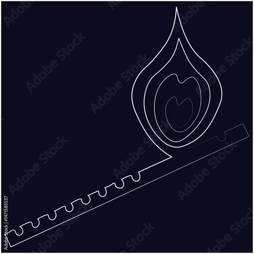 Minimalist Diya Flame Line Art
