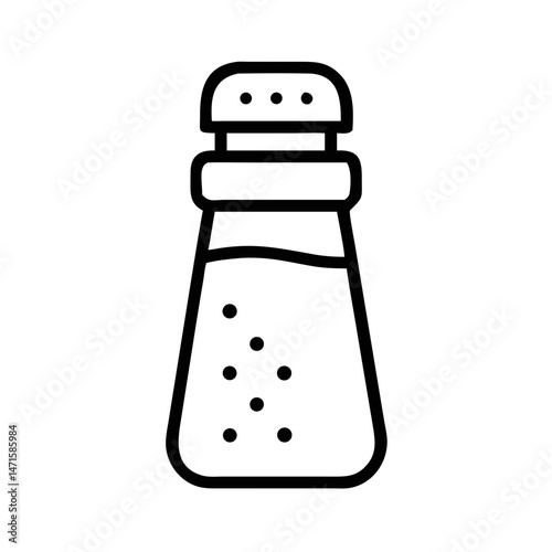 Clear glass salt shaker with perforated cap on white background  