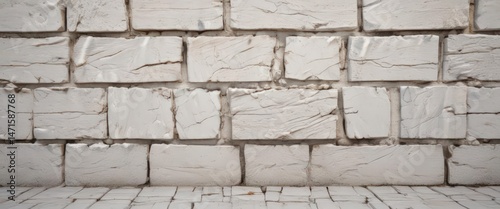 Cracked white brick, uneven surface, showing age,  damaged,  urban
