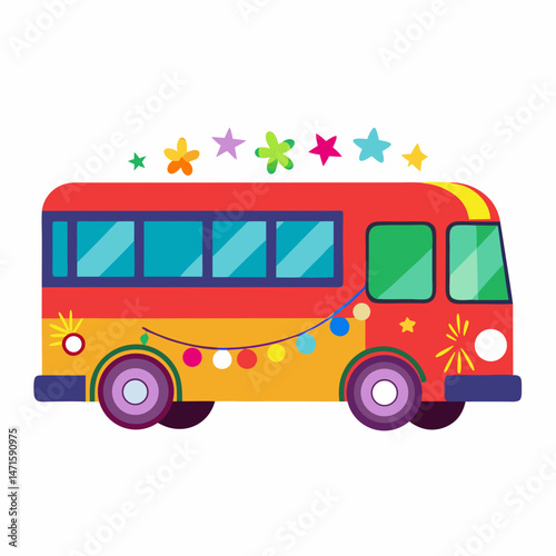 Simple Party Bus Vector on White Background