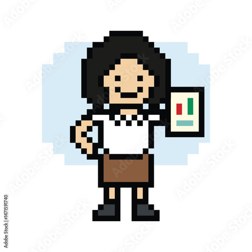 Cartoon cute pixel cartoon 8bit character business woman office smart work game decoration business 8 bit female lady businesswoman career smart character game png vector.