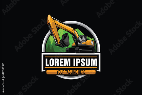Excavator vector logo design template