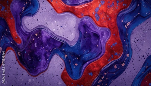A stunning abstract artwork featuring vibrant swirls of purple, blue, and red, beautifully enhanced with golden accents. Perfect for adding a bold touch to contemporary decor