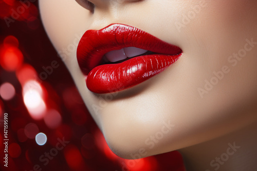Red Lips and Nails Close-Up
