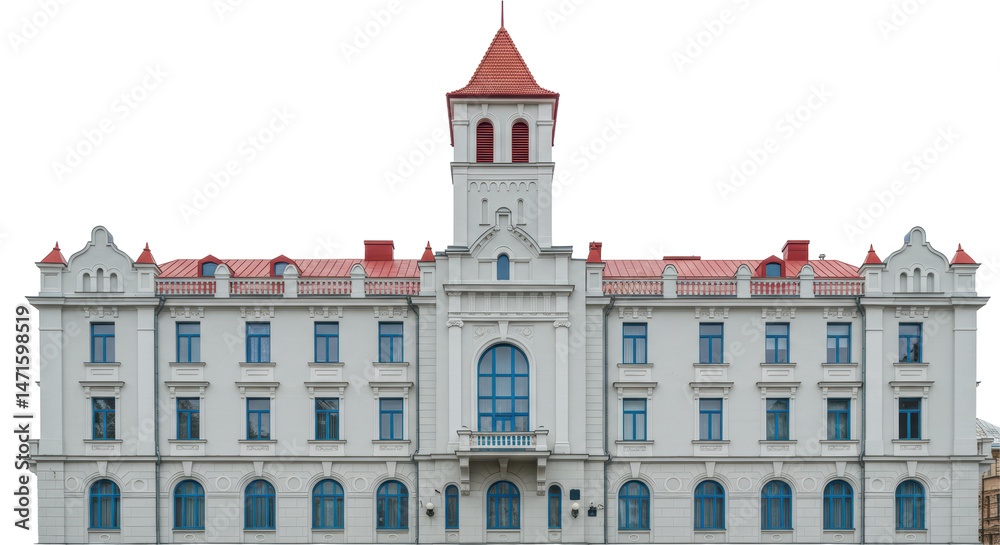 Isolated Old Building with Red Roof Isolated Old Building with Red Roof