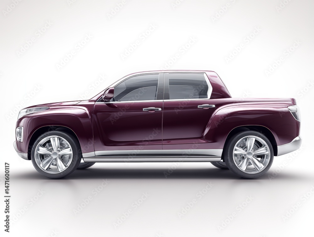 Fototapeta premium Sleek Magenta Pickup Truck Studio Rendering