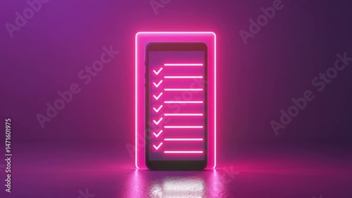 Neon Glow: Checklist App on Smartphone