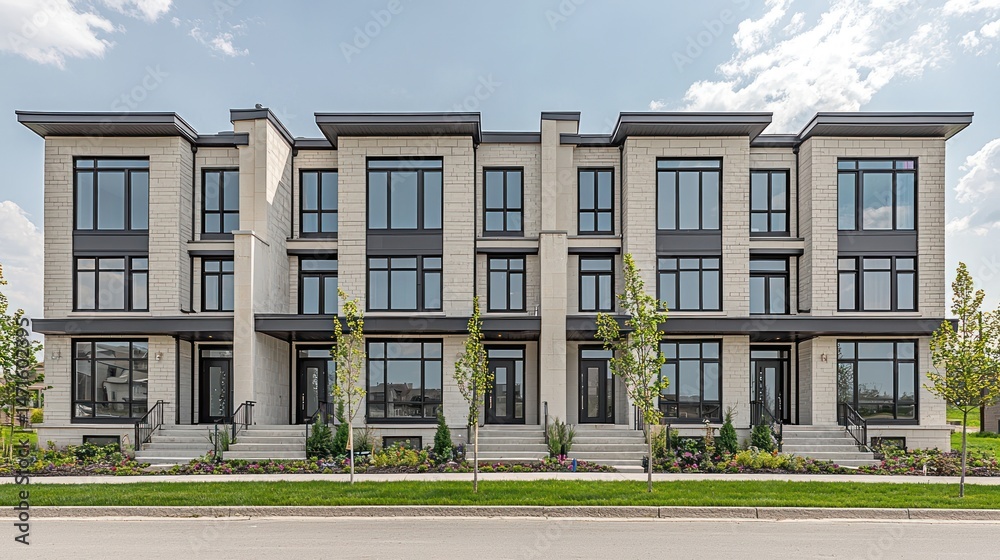 Fototapeta premium Modern townhouses in a contemporary residential development.