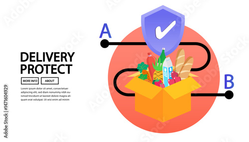 Delivery man holds a cardboard box. Man jumps over delivery van. Transport and people. male worker loads boxes in truck. Online shopping. Ecommerce concept. Vector flat design illustration.
