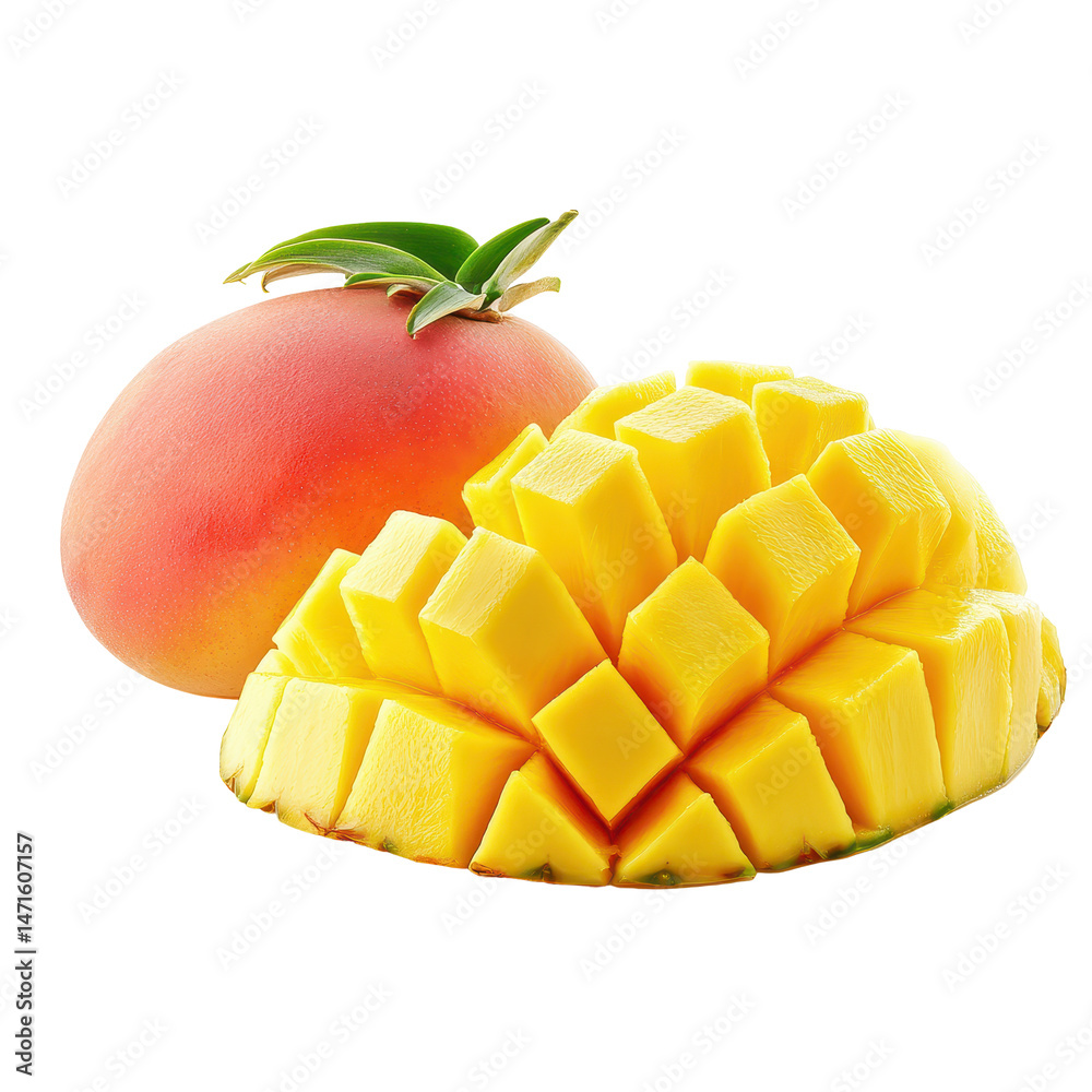 Fresh, diced mango, whole mango