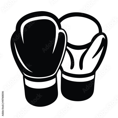 Hanging boxing gloves silhouette icon. Clipart image isolated on white background 