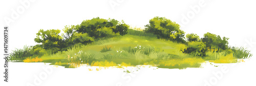 Obraz na płótnie green grassland landscape isolated on white w salonie