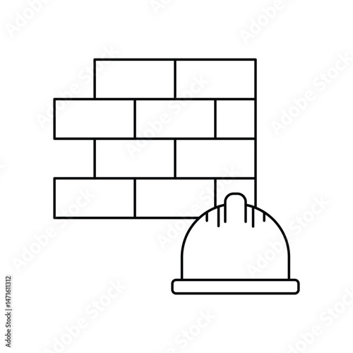 hard hat lineal icon with white background vector stock illustration