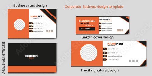 modern vertor  business card template, professional linkdin cover design, email signature 