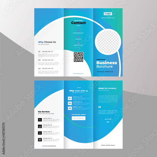Wallpaper Mural Trifold brochure design. A4 abstract business brochure template. Creative circle design marketing flyer template with image. Torontodigital.ca