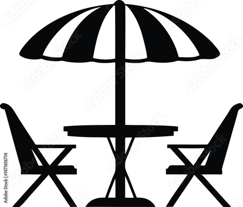 Beach chair silhouette vector, beach chair and umbrella vector illustration