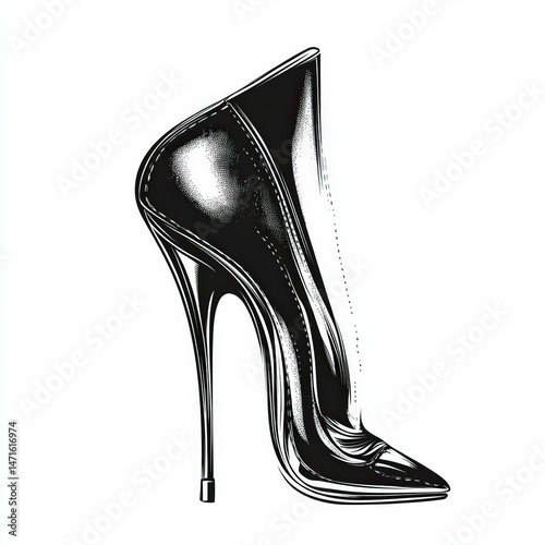 high heel silhouette , blac...
