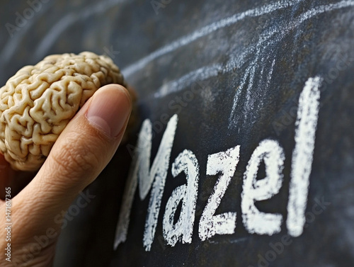 Mazel text written on a bla...