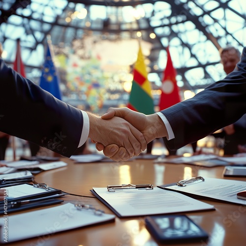 The meeting has ended and a consensus has been reached. We shake hands and thank our partners for their cooperation
