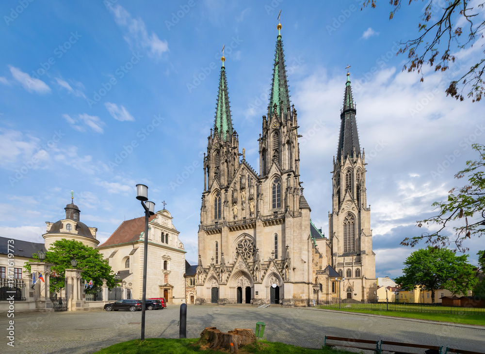 Olomouc, Czechia - View of Saint Wenceslas Cathedral (Katedrala sv. Vaclava)