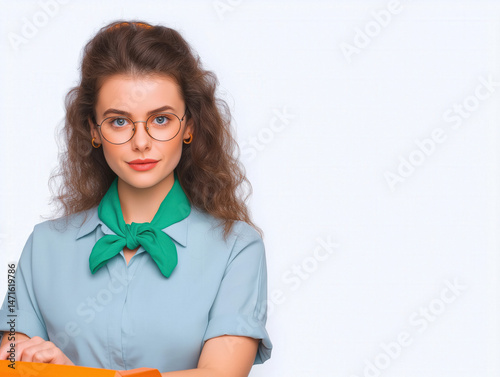 Woman in a vintage secretar...