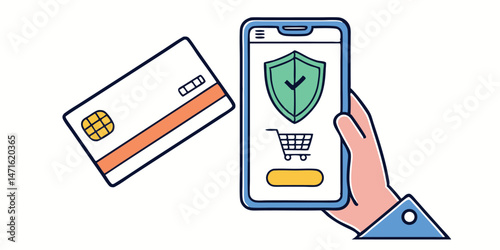 Mobile Payment Illustration for Online Shopping Commercial Use Royalty Free - Scalable Vector EPS 10 Graphic Format