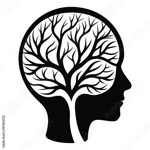 Human brain anatomy outline vector illustration 