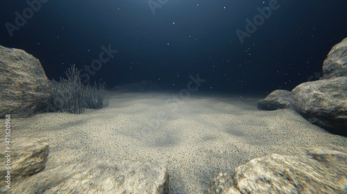 Subaquatic sandy terrain bathed in ambient light.