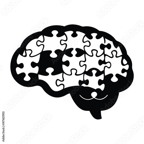Human brain anatomy outline vector illustration 