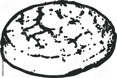 A detailed sketch of a BBQ grilled meat, highlighting its charred texture and grilled surface. Ideal for culinary, BBQ, and food-related designs
