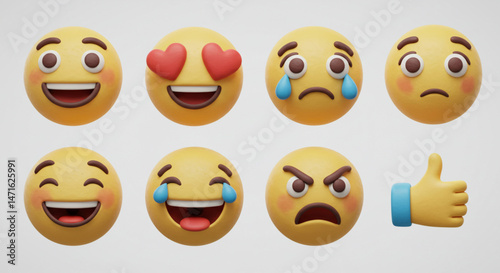 Emojis with Different Facial Expressions | Set of Emotional Icons for Social Media Marketing and Communication