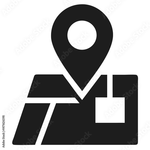 Modern flat location map icon with gps pin showing navigation and direction