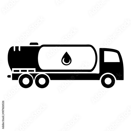 Silhouette illustration depicting a fuel delivery truck vector design for transportation industry