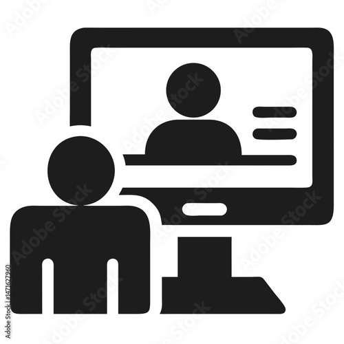 Vector illustration of video webinar icon depicting online communication for business