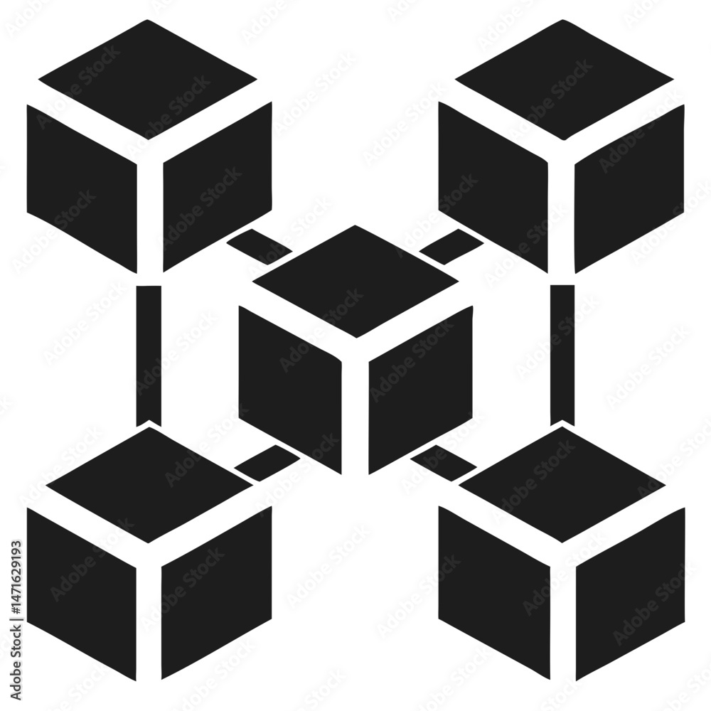 Flat vector illustration of linked cube blocks symbolizing blockchain technology Flat vector illustration of linked cube blocks symbolizing blockchain technology